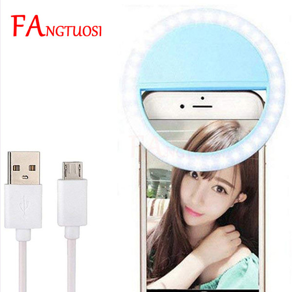 USB Charge Selfie Ring Light for Iphone Portable Flash LED selfie ring light video for Phone Night Enhancing clip