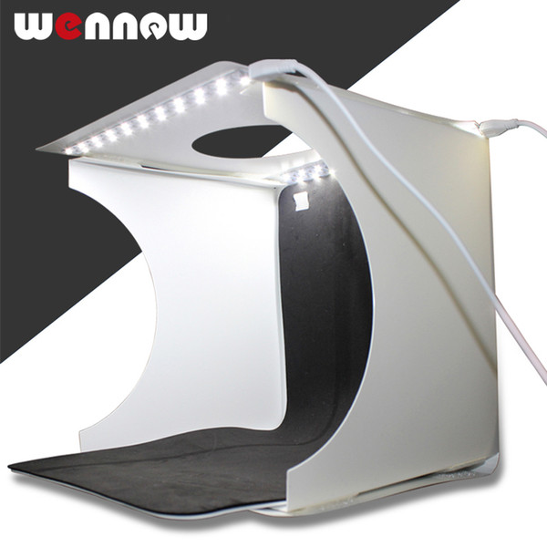 wennew Mini Folding Lightbox Photography Photo Studio Softbox 2 Panel LED Light Soft Box Photo Background Kit Light box for DSLR