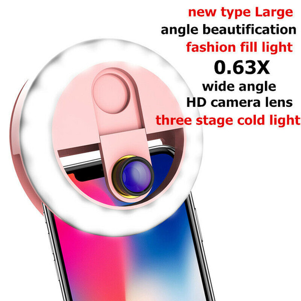 Wide-angle Micro Lens Selfie Ring Light Flash LED Camera Phone Photography Tool XXM8