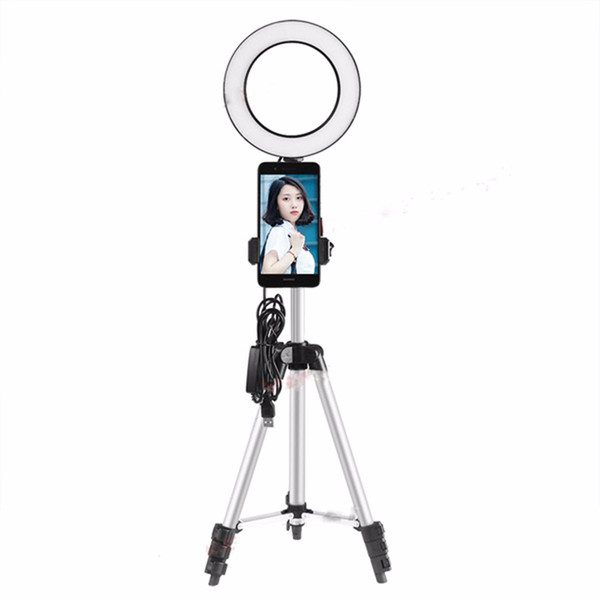 Tycipy 6'' Ring Light LED Photography Dimmable 3500-5500k Photo Studio Selfie Makeup 5W USB Plug With Phone Holder Tripod