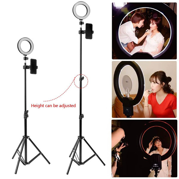 LED Ring Lamp Dimmable Light Stand Kit Phone Photo Selfie Video Makeup Live Photographic With Tripod Phone Holder USB Compatible