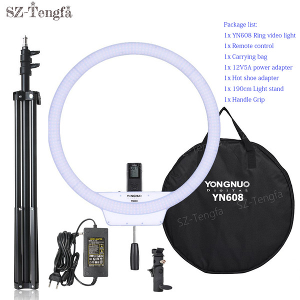 YongNuo YN608 Ring LED Light 3200K-5500K Bi-Color Temperature and 5500K Wireless Remote LED Video Light