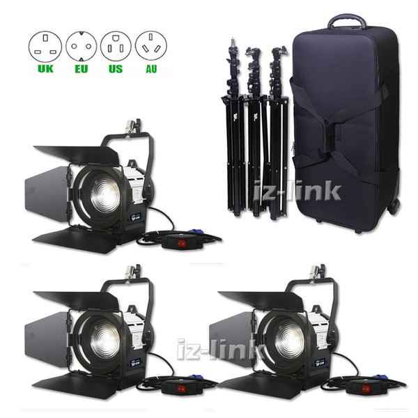 New! Pro Film 3x50W LED Studio Fresnel Light +stand+case +CE Certification Kit spotlight kit