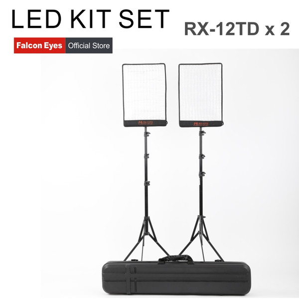 Falcon Eyes 2pcs 50W Dimmable Flexible Waterproof Portable Continuous LED Video dslr Studio fotografia Light RX-12TD kit set