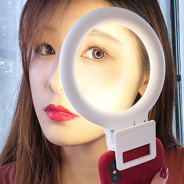 USB Charge LED Selfie Ring Light Phone Supplementary Lighting Night Darkness Selfie Enhancing Fill Light for iPhone X 8 7 Xs