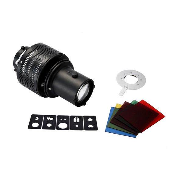 Godox Universal Zooming Focus Monolight Head Snoot KIt For Dramatic Light Effects With 5-color Gel And 5-shape Hollowed Card