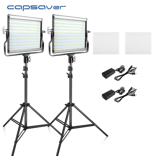 capsaver L4500 2 Sets LED Video Light Kit with Tripod Dimmable Bi-color 3200K-5600K CRI 95 Studio Photo Lamp Metal Panel