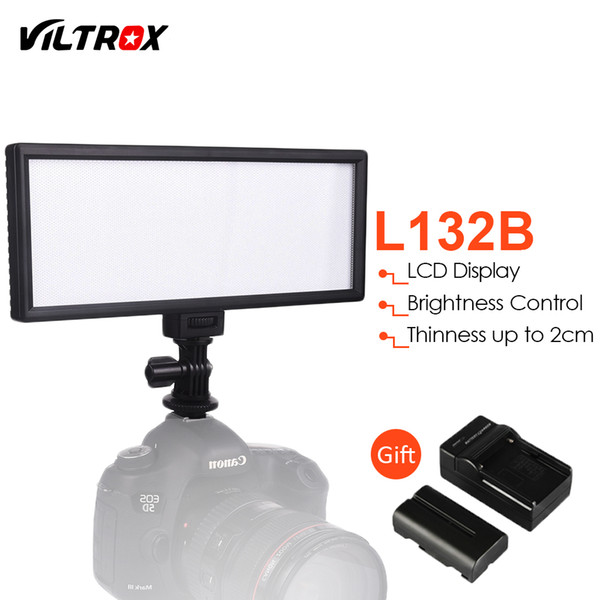 Viltrox L132B LCD Display Dimmable Slim DSLR Photo Studio LED Video Light +Battery +Charger for Camera DV Camcorder