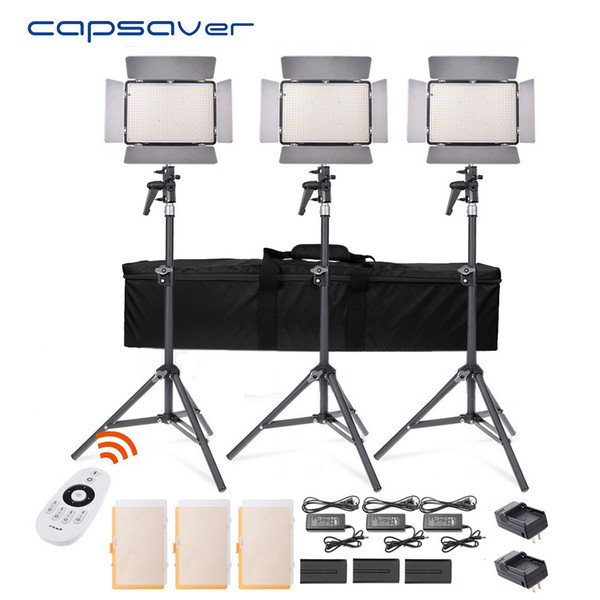 capsaver TL-600S LED Video Light 3 in 1 Kit Photography Lighting with Tripod Remote Control 600 LEDs 5500K CRI 90 Studio Light
