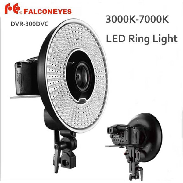 FALCON EYES DVR-300DVC 300 Ring LED Panel 5600K Light Lighting Video Film Continuous Lamp W/Camera Bracket/ filter