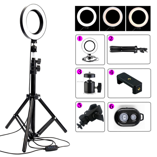 1.2-1.6Meter 6 inches Mini LED Ring Light Dimmable USB Portable Annular Lamp Video Light Photography Selfie With Tripod