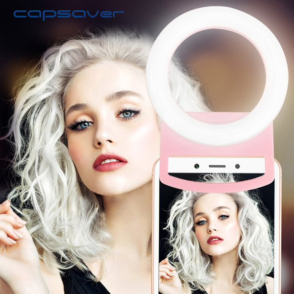 capsaver USB Charge LED Selfie Ring Light Portable Phone Lamp for iPhone Smartphone Xiaomi Beauty Fill Light Photography Lamps