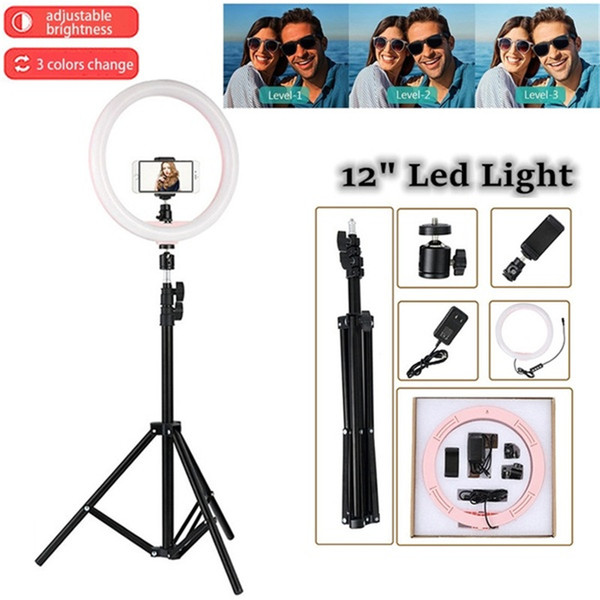 Tycipy LED Ring Light 2700K-5500K 24W Photo Studio 12