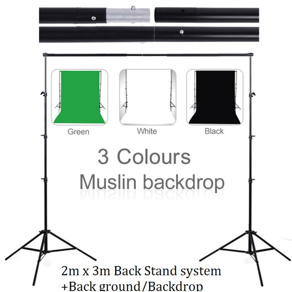 Lightdow 3m X 2m Photography Background Holder Adjustable Muslin Background Backdrop Support System Stand Kit +Cutton Background Backdrop