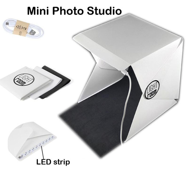 New Mini lighting rooom Foldable Lightbox Portable Lighting Room Photo Studios Photography Backdrop Mini Cube Box led light Tent Kit