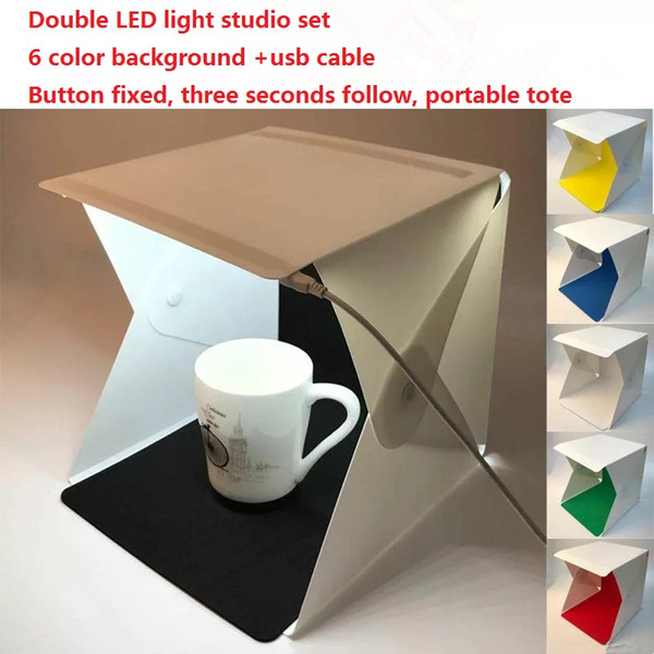 Upgrade 40cm double LED light portable folding LED studio soft light box Mini photography light box photo props