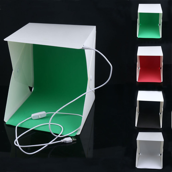 2019 Best Selling Mini Folding Studio Diffuse Soft Box With LED Light Black White Green Red Background Photo Studio Accessories Lightbox