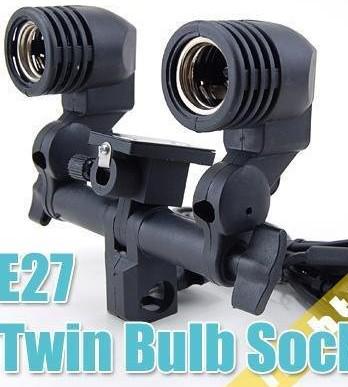 Hot Twin Lamp Bulb Holder E27 Socket Flash Umbrella Bracket AE1B