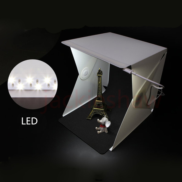 Mini Photo Studio Folding Detachable Portable LED Light Room Photography Studio box With 2pcs Background Wholesale