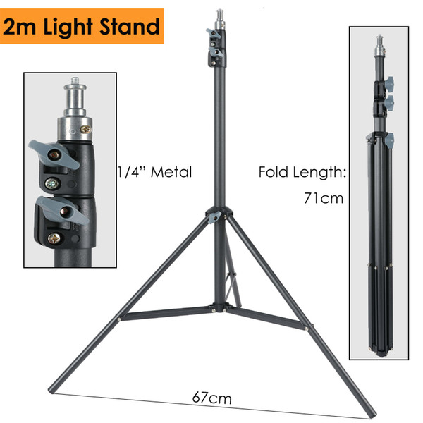 Heavy Duty Metal 2m Light Stand Tripod for Photo Studio Softbox Video Flash Reflector Lighting Background Stand Max Load 5KG