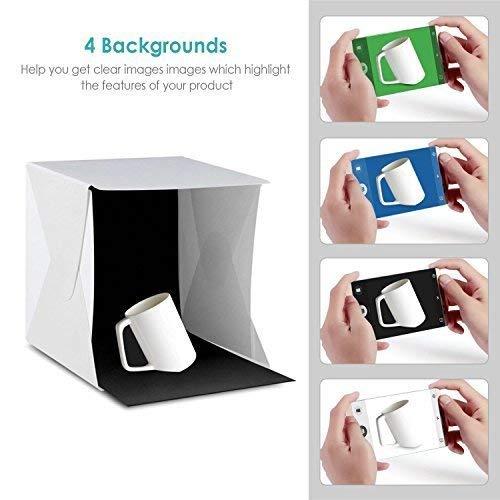 Studio Light Box/Portable Photo Studio for quality photography 12X12in with White, Black, Blue, Green Backdrops