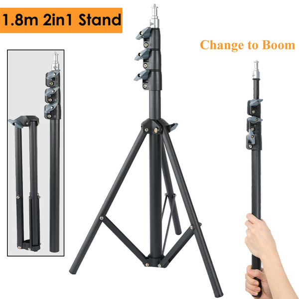 Photo Collapsible 180cm Light Stand 70.86in Metal Portable Foldable Tripod 4 section Boom Arm for Studio Flash Light Load 3KG