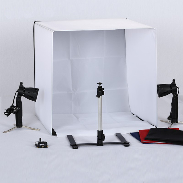 50 cm * 50 cm Tafel Top Foto Fotografie Studio Verlichting Licht Tent Kit in een Doos (4 achtergronden) met 2*50 w Lampen