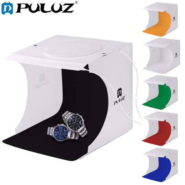 wholesale 20*20cm 8 Mini Folding Studio Diffuse Soft Box Lightbox With LED Light Black White Photography Background Photo Studio box