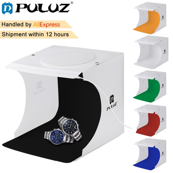 wholesale 20*20cm 8 Mini Folding Studio Diffuse Soft Box Lightbox With LED Light Black White Photography Background Photo Studio box