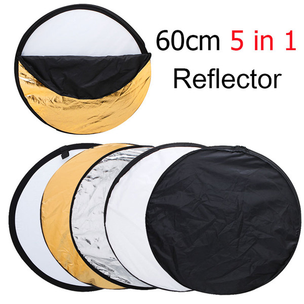 Lightdow 60cm/80cm/110cm 5 in 1 Portable Collapsible Light Round Photography Reflector Foldable for Studio Multi Photo Disc