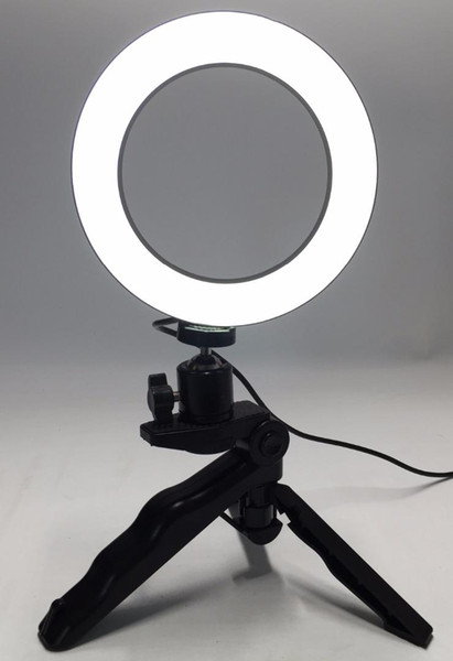 Photo Ring LED 14.5cm Photographic Lighting+Tripod Phone Video Photography Ring Light USB Line 3000k-6000k White Yellow Color