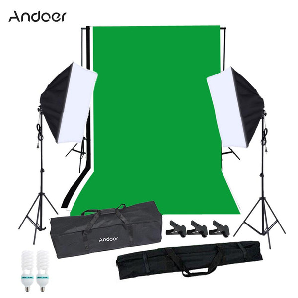 Oversea STOCK Andoer Photography Studio Lighting Tent Kit with Background 125W Bulb Sofbox Single Bulb Socket Backdrop Stand