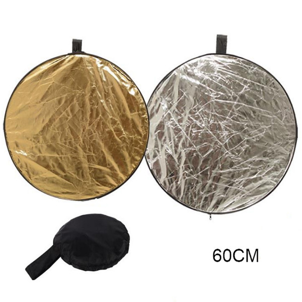 2 in1 60CM Portable Collapsible Light Round Photography Reflector For Camera Studio Flash Disc Photography Accessories Silver/Gold