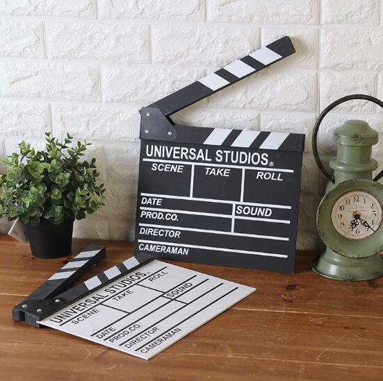 Wooden Director Video Scene Clapper board Film Movie Skateboard Cut Prop Promotion Size 30cm x 27cm Large Black White