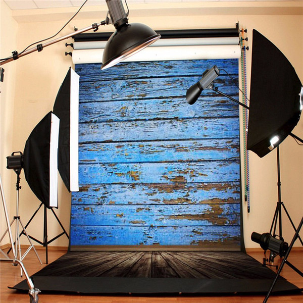 3X5FT Vintage Wood Floor Photography Background Retro Blue Board Photographic Backdrops For Studio Photo Props cloth 90 x 150cm