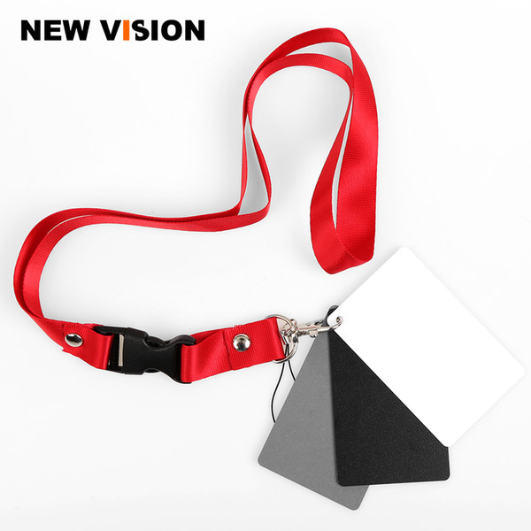 18% gray cards 3 in 1 Digital White Black Grey Balance Cards 18% Gray Card Pocket-Size for Digital Photography with Neck Strap