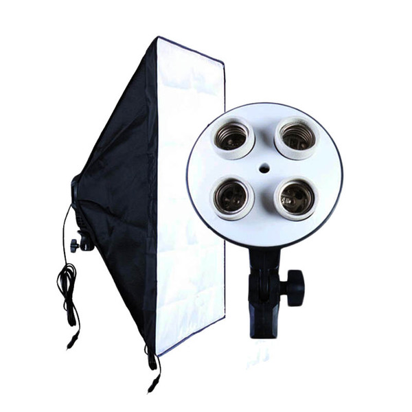 Wholesale- Photo Studio Accessories Soft Box 100V-240V 4-Socket Lamp Holder + 50*70CM Light Softbox Photography Lighting Equipment