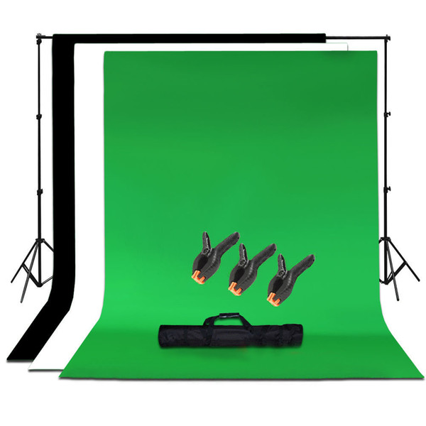 Wholesale-Studio Photo Black White Green Chroma Key Background Backdrop Screen Stand Kit