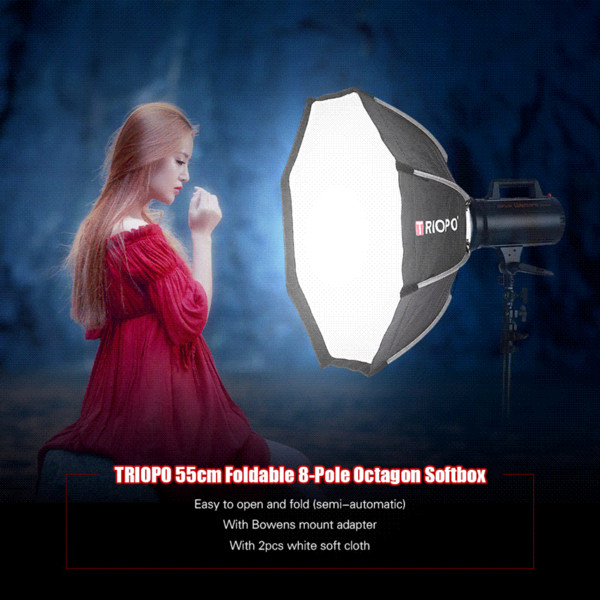 TRIOPO 65cm Portable Foldable 8-Pole Octagon Softbox w/Carrying Bag Bowens Mount Light Box Tent for Studio Strobe Flash Light