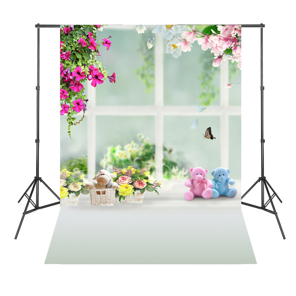 Studio tool Equipment Pink Flowers Cute Bears Baby Newborn Background Photography Estudio Fotografico Baby Shower Backdrop