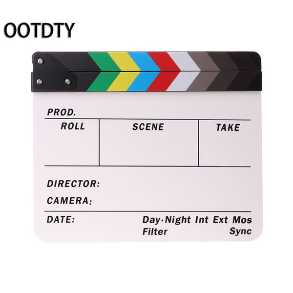 OOTDTY Photography studio kits Film Colorful Clapper Board Acrylic Dry Erase Director TV Movie Film Clapboard Tools