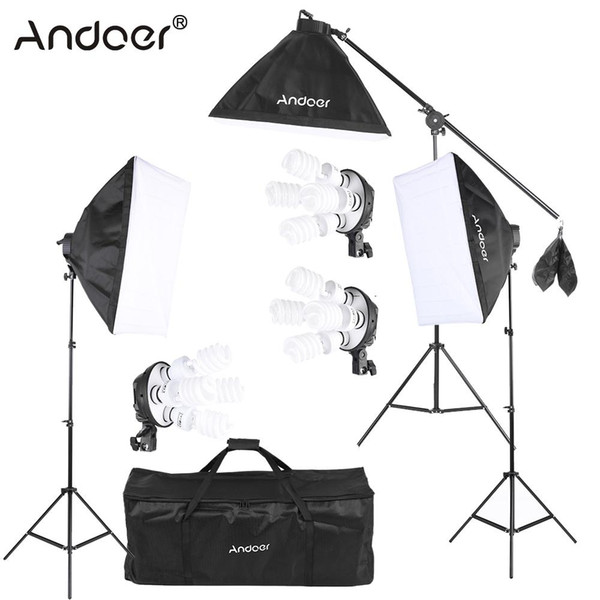 wholesale Photo Studio Video Lighting Kit Accessories 45W Bulb 4in1 Bulb Socket Softbox Light Stand Cantilever Stick Carrying Bag