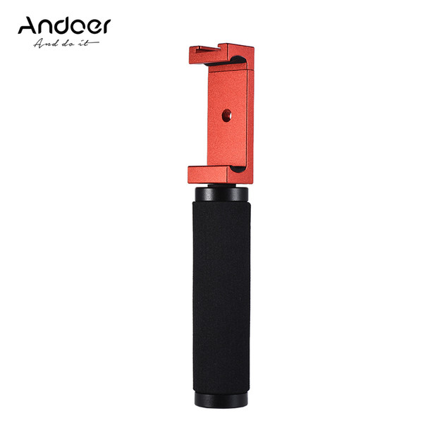 Andoer Phone Tripod Mount Adapter and Handle Smartphone Bracket Holder Clip with Cold Shoe for iPhone X 8 plus for