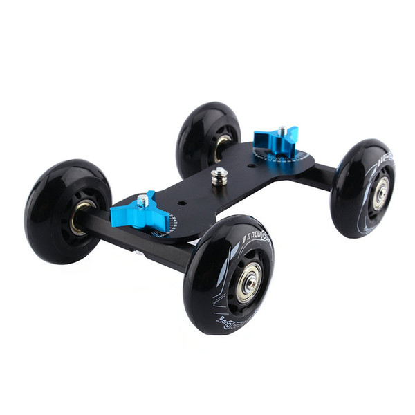 Freeshipping Black DSLR Truck Skater Wheel Table Top Compact Dolly Slider Kit Dslr Dolly Camera Car For Video Camera DSLR Accessories