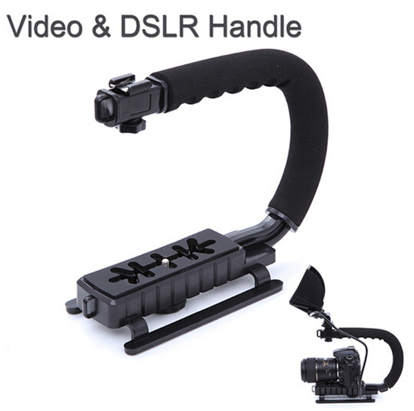 U/C Shape Flash Bracket Holder Video Handle Handheld Stabilizer Action Grip for DSLR SLR Camera Mini DV Camcorder Smartphone