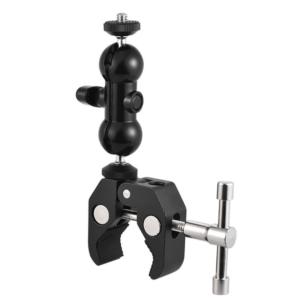 Dual Ballhead Arm Super Clamp Mount Multi-functional Double Ball Adapter for DSLR Camera Monitor LED Video Light External Mic