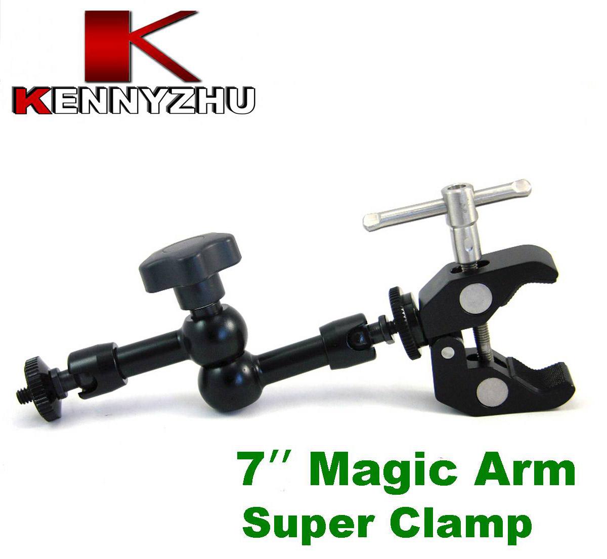 Articulating Magic Arm 7'' Inch + Large Super Clamp 1/4'' 3/8'' For DSLR Camera Rig Led Light Lcd Field Monitor