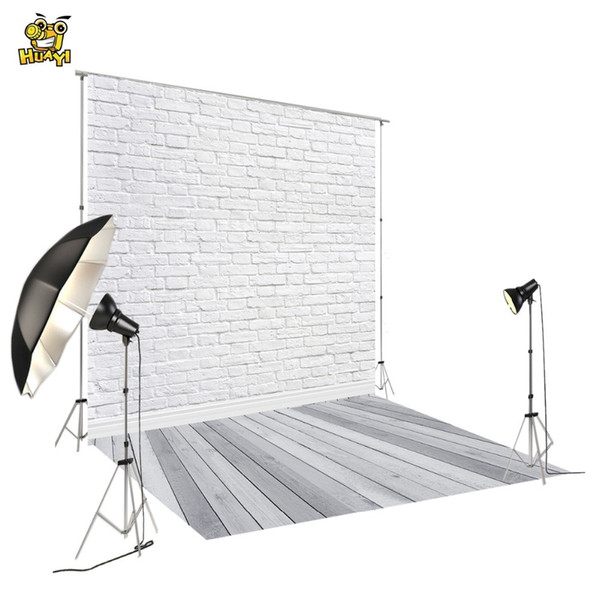 Photo Background Grey Wood Floor Studio Vinyl White Bricks Photography Backdrop for Pets Cakes Photos D-9713