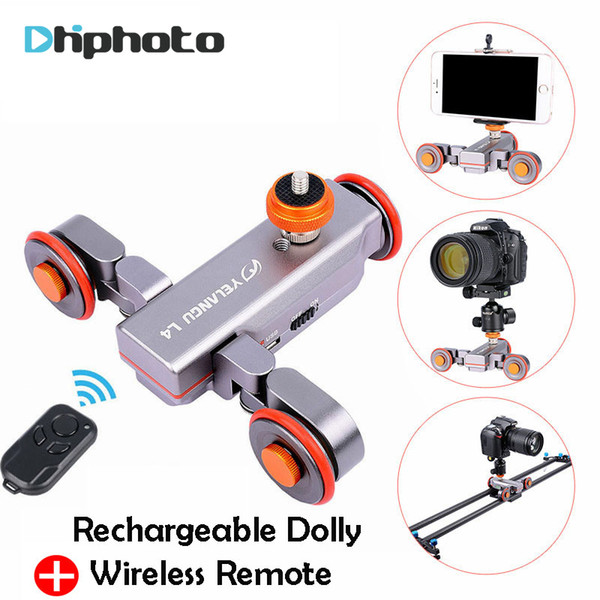 wholesale DSLR Motorized Electric Autodolly Video Pulley Rolling Skater Slider w Remote Control for iPhone Canon Camera Vlogging