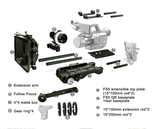 CAME-TV Shoulder Rig with Mattebox Follow Focus For Sony PXW-FS5M2